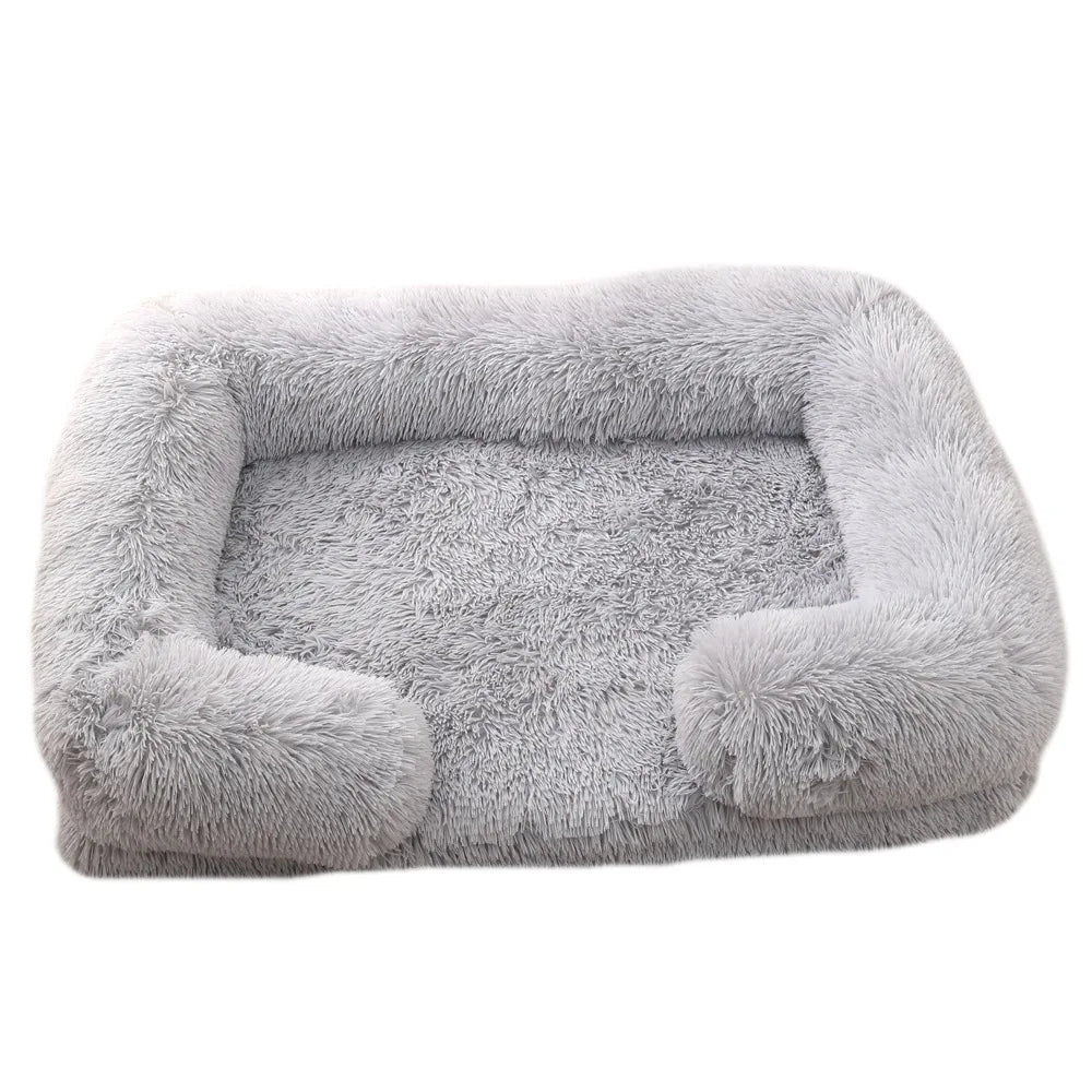Half Surround Plush Dog Bed with Removable Cushion