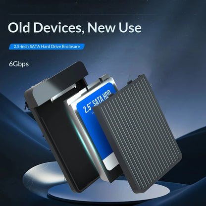 Tool-Free 2.5” SATA to USB External Enclosure for HDD & SSD