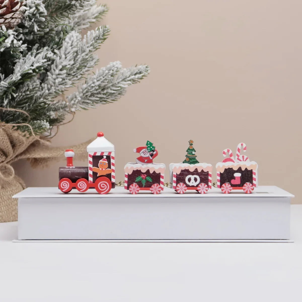 Wooden Christmas Train Tabletop Decoration