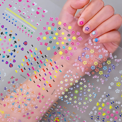 3D Glitter Flower Nail Stickers