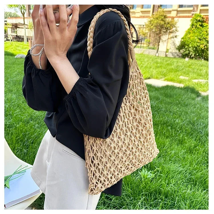 Handwoven Mesh Summer Tote Bag