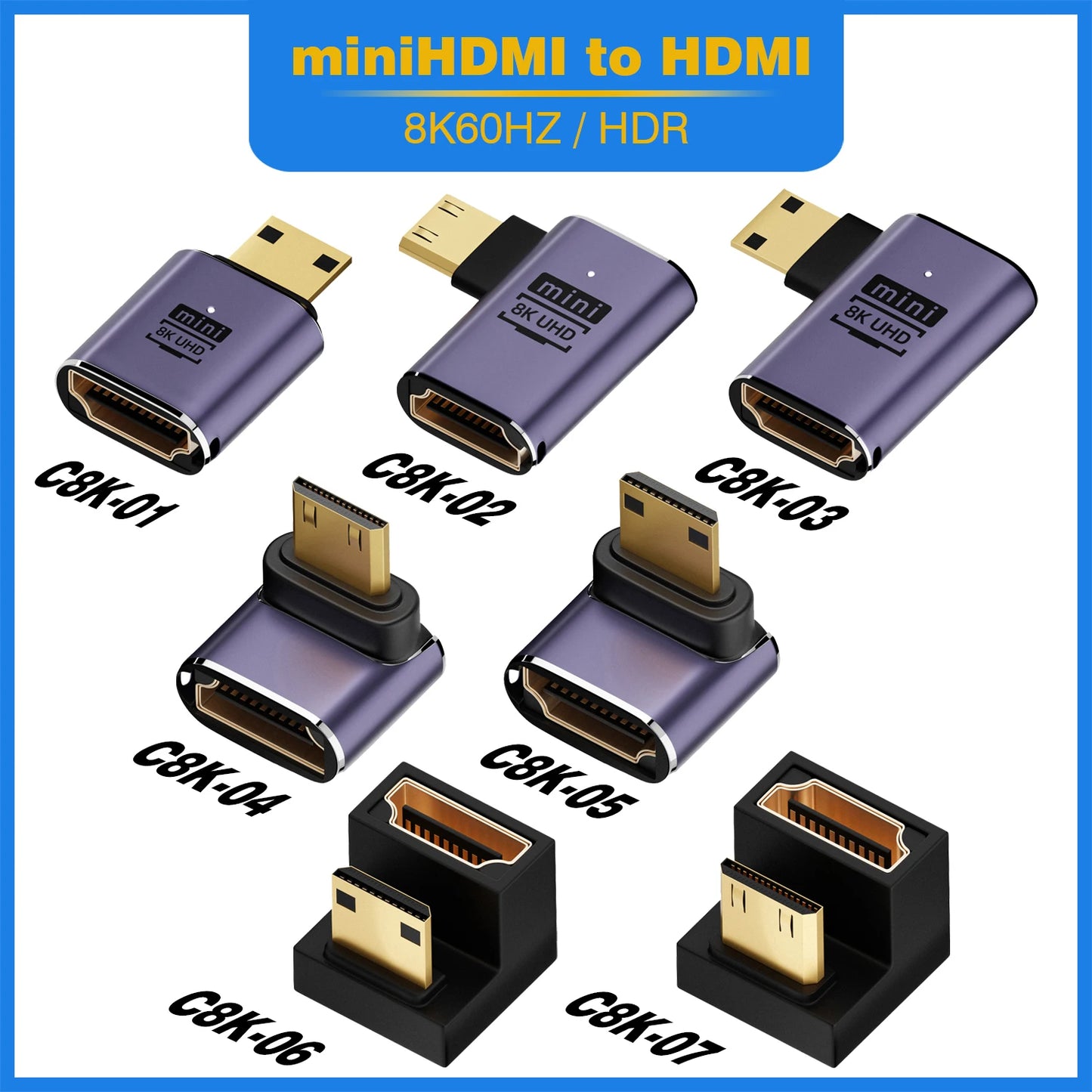 HDMI 2.1 Mini & Micro HDMI to HDMI Adapter – 8K 60Hz 48Gbps