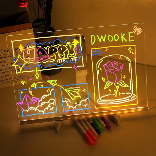 LED Acrylic Erasable Message Board with USB Light