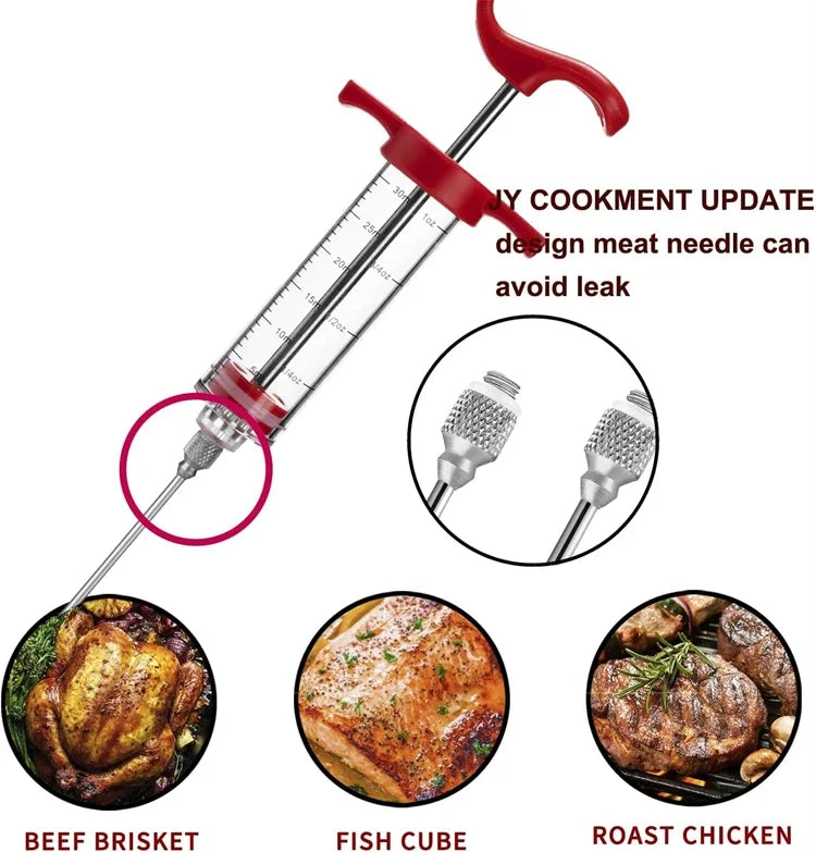 BBQ Marinade Injector Syringe Set for Turkey, Chicken, Beef & Pork
