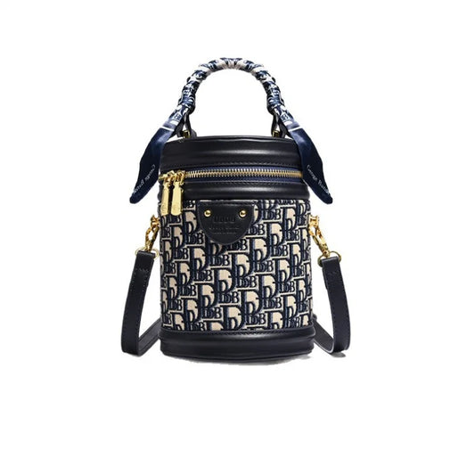 Women’s Cylindrical PU Leather Bucket Bag
