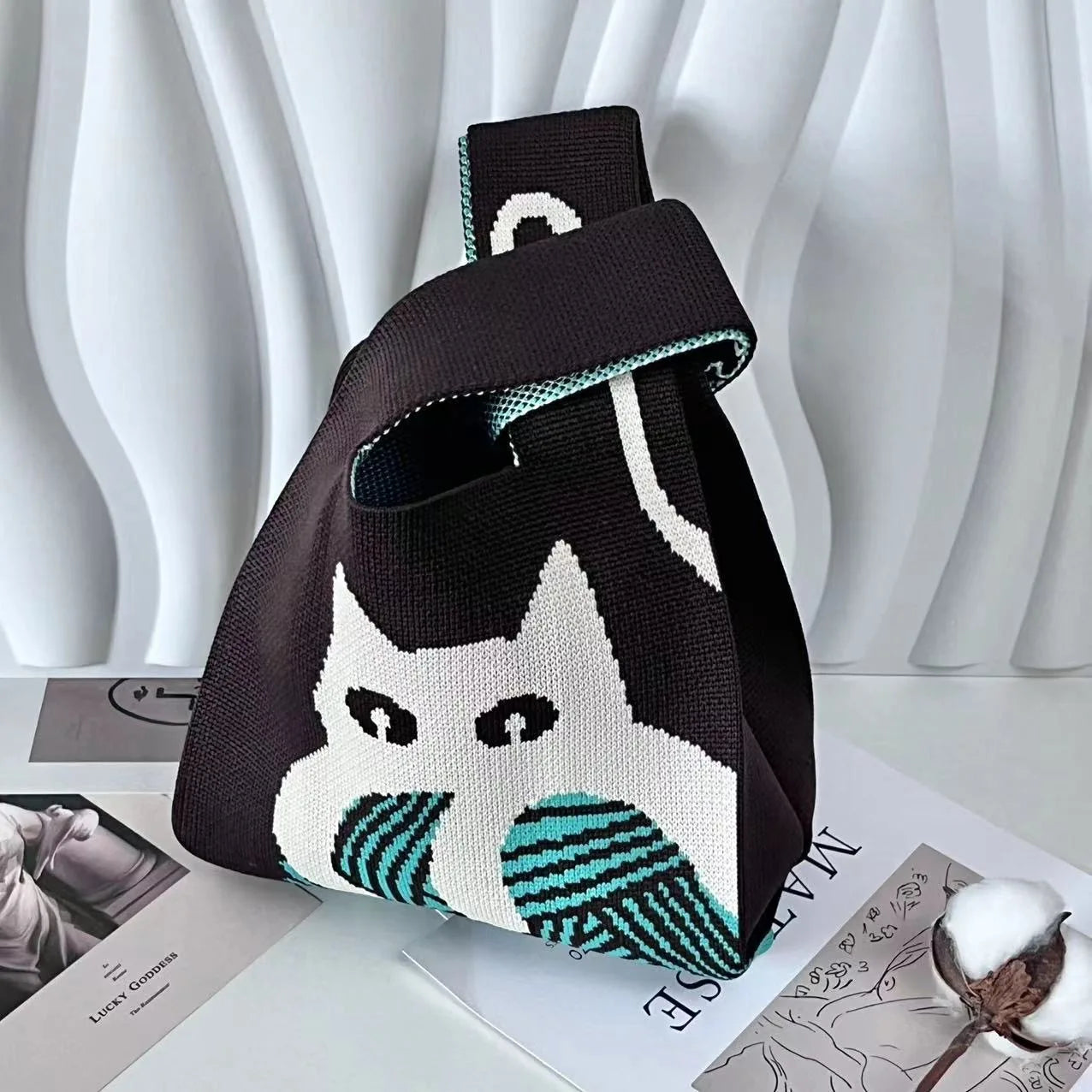 Handmade Knitted Knot Wrist Tote Bag