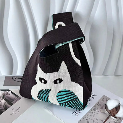 Handmade Knitted Knot Wrist Tote Bag