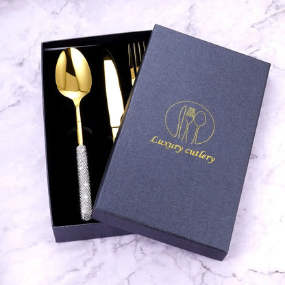 Luxury Diamond 304 Stainless Steel Cutlery Set