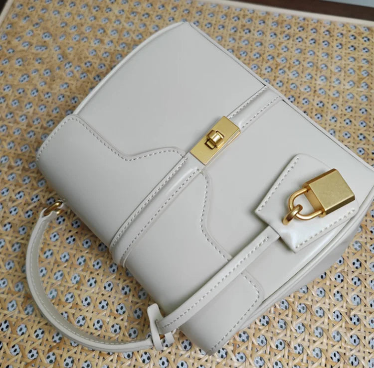 Genuine Split Leather Top Handle Satchel Bag
