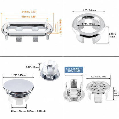 Chrome Basin Overflow Cover Insert