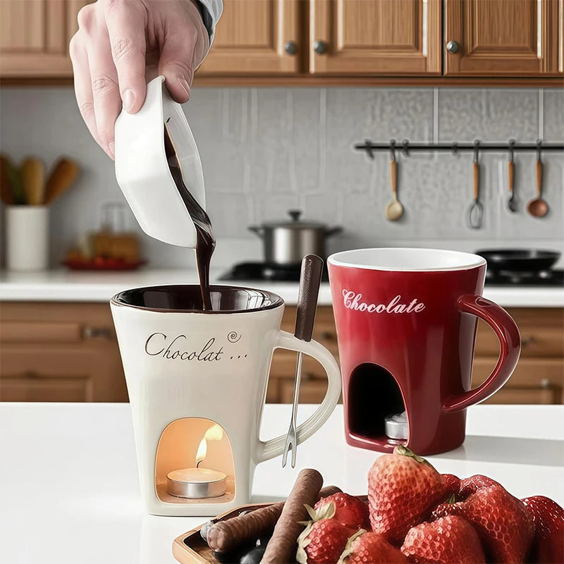 Ceramic Chocolate Fondue Mug Set