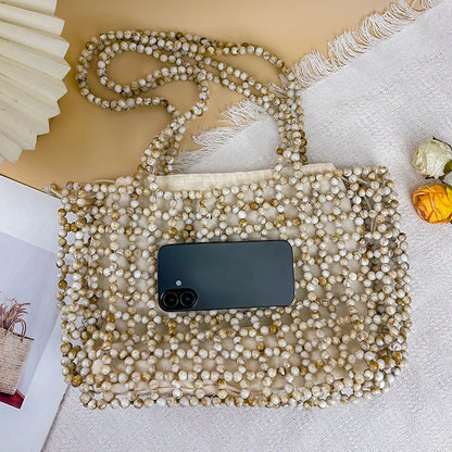 Handmade Pearl Beaded Shoulder Handbag