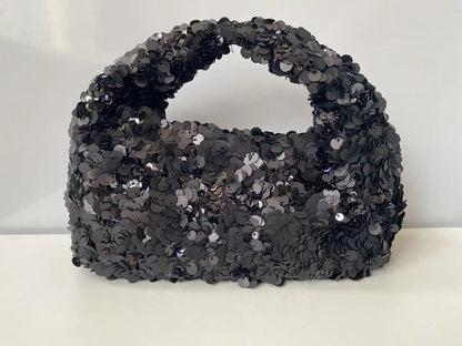 White Sequin Hobo Bag – Elegant Evening Clutch Purse