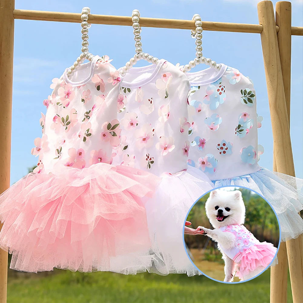 Dog Tutu Dress – Floral Summer Pet Skirt Outfit