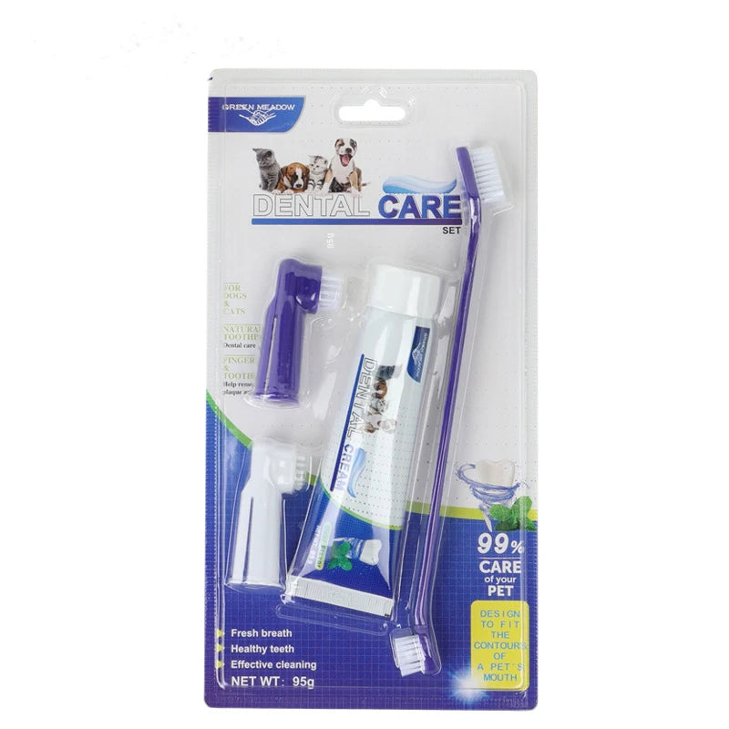 Pet Toothbrush & Toothpaste Set for Dogs and Cats