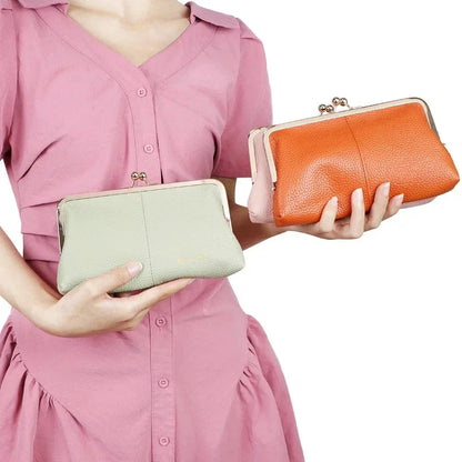 Genuine Leather Kiss Lock Wallet