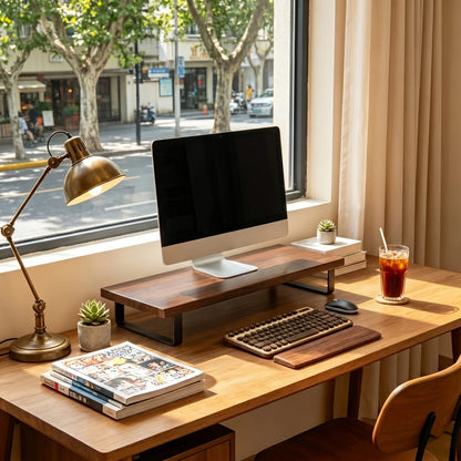 Wooden Desktop Monitor Stand Organizer