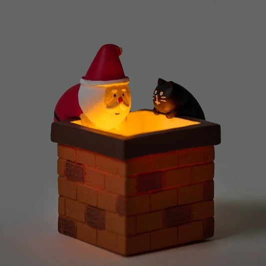 Glowing Santa & Cat Chimney Ornament