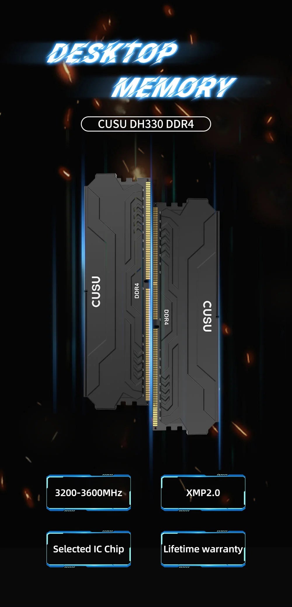 CUSU DDR4 Desktop RAM – 8GB / 16GB 3200MHz & 3600MHz