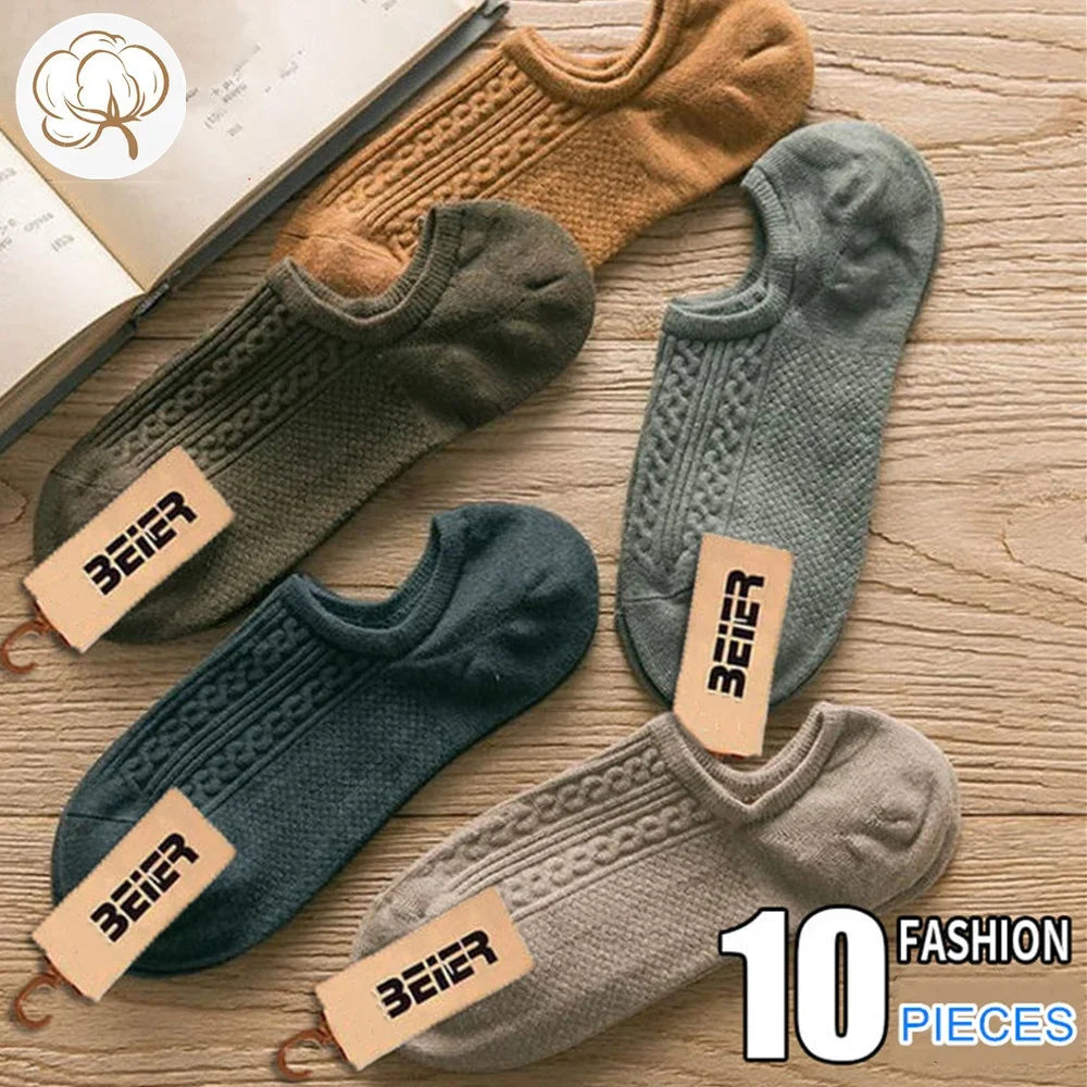 Men Cotton Low Cut Tube Socks 5 Pairs