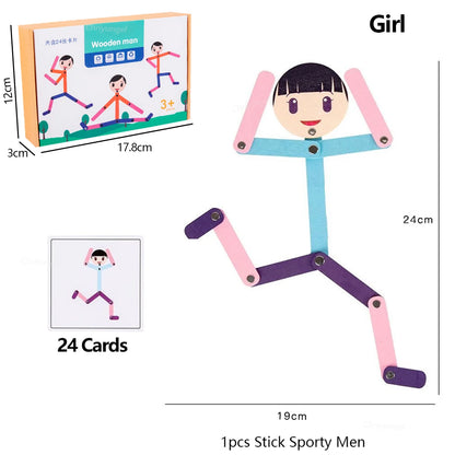 Montessori Stick Sporty Men Puzzle Toy