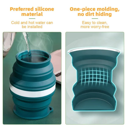 Portable Silicone Foldable Travel Cup with Lanyard