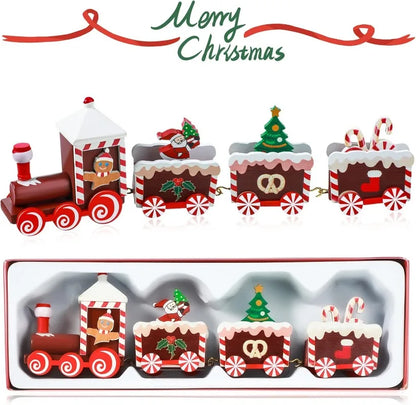 Wooden Christmas Train Tabletop Decoration