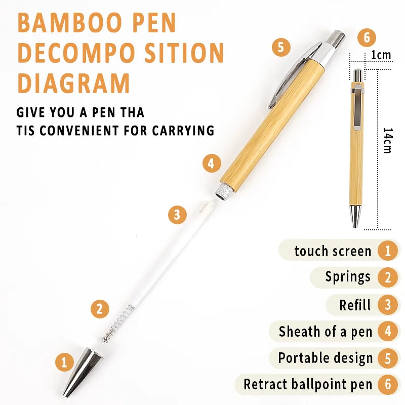 Bamboo Retractable Ballpoint Pen Set