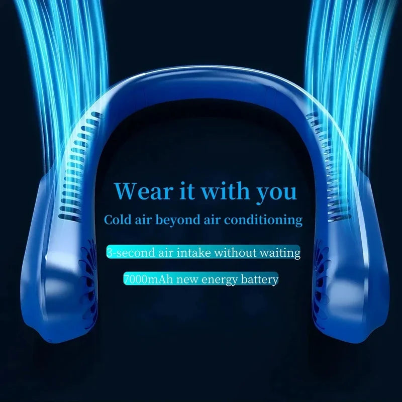 Portable Bladeless Neck Fan with LED Display