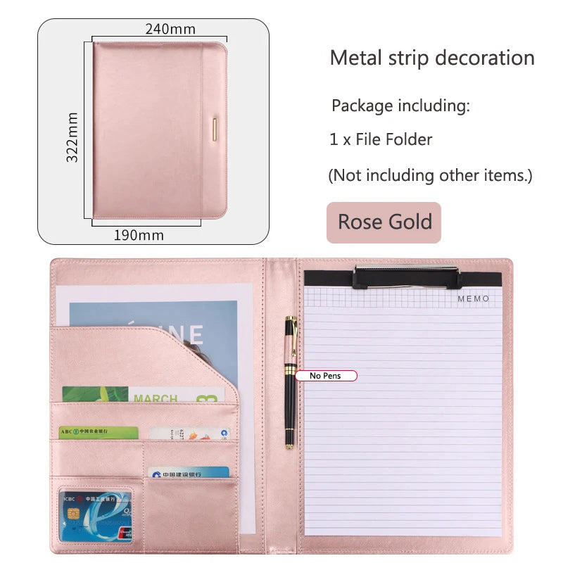 A4 Leather Business Padfolio Clipboard Folder