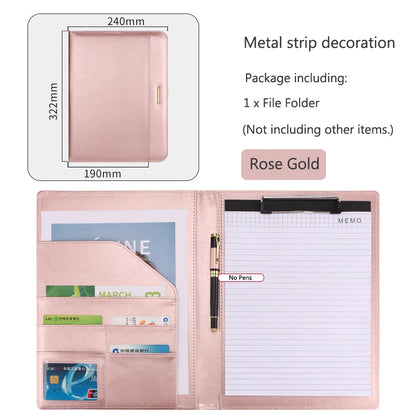 A4 Leather Business Padfolio Clipboard Folder