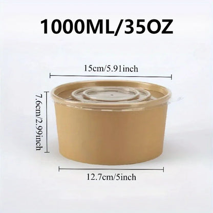 Disposable Kraft Paper Food Bowls with Lids