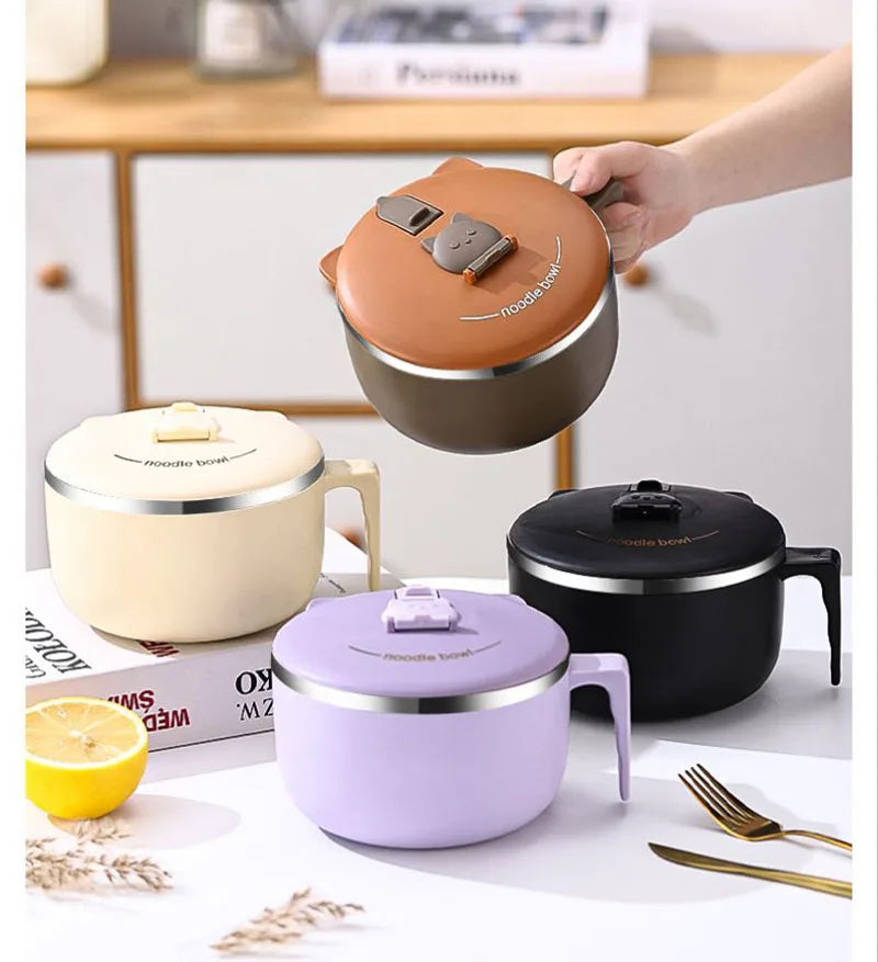 304 Stainless Steel Instant Noodle Bowl with Lid