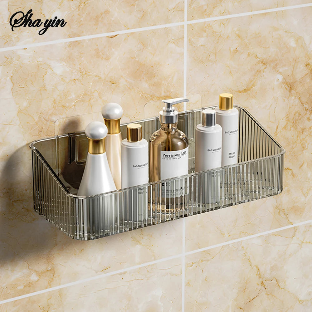 Wall-Mounted Bathroom Storage Basket & Organizer Rack