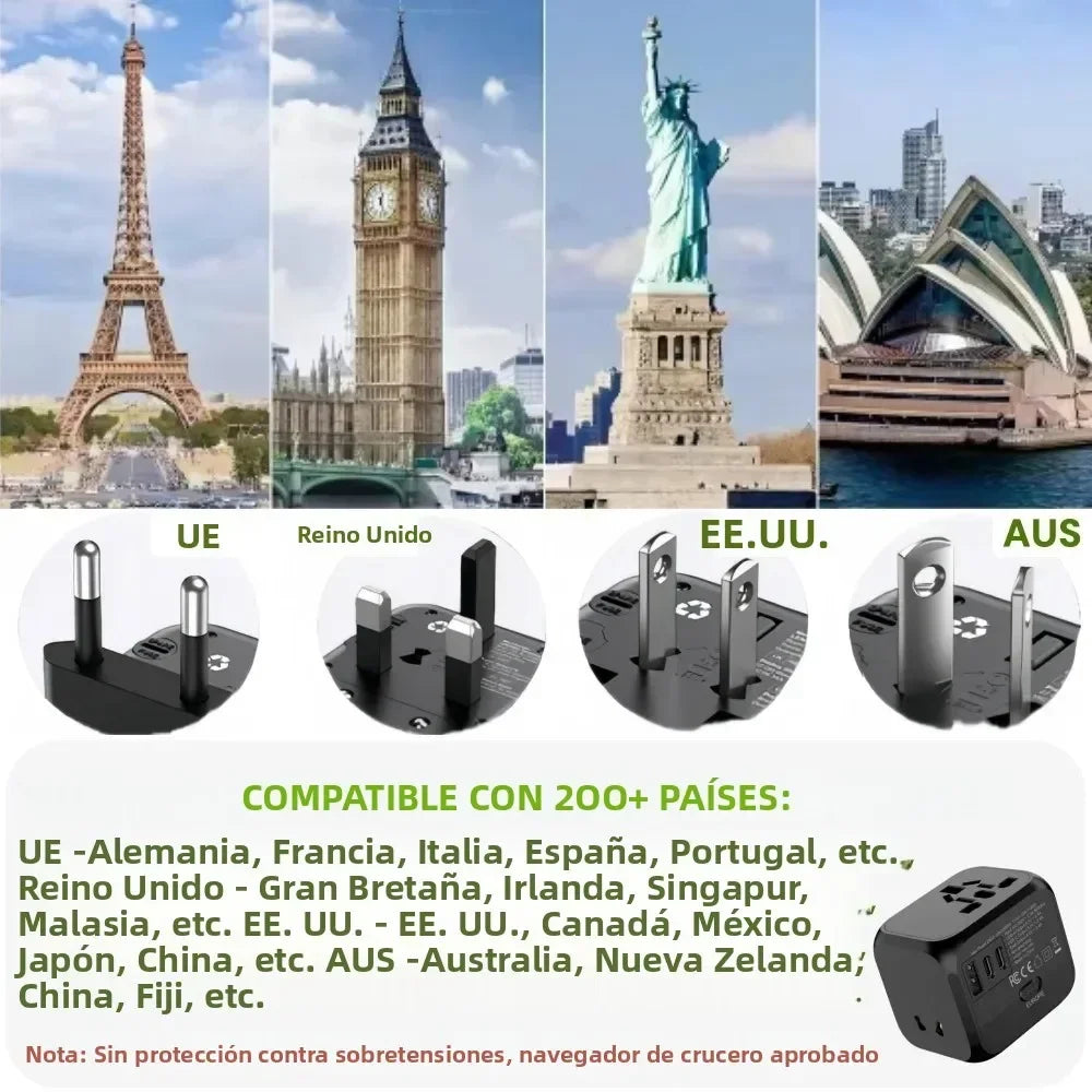 Universal Travel Adapter with 2 USB & USB-C Ports