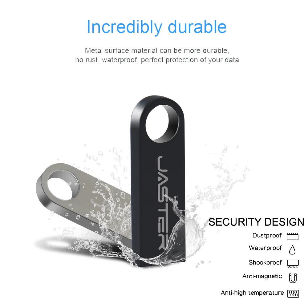 Waterproof Metal USB 2.0 Flash Drive with Keychain