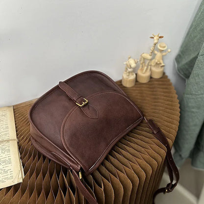 Genuine Leather Retro Saddle Crossbody Bag