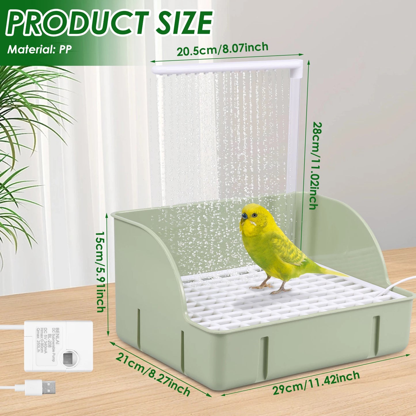 Automatic Bird Bath with Circulating Water Fountain