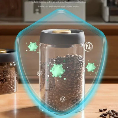 Vacuum Glass Coffee Bean Storage Jar
