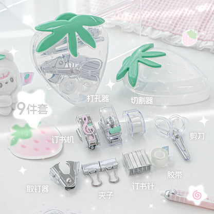 Kawaii Strawberry Mini Stapler & Punch Set
