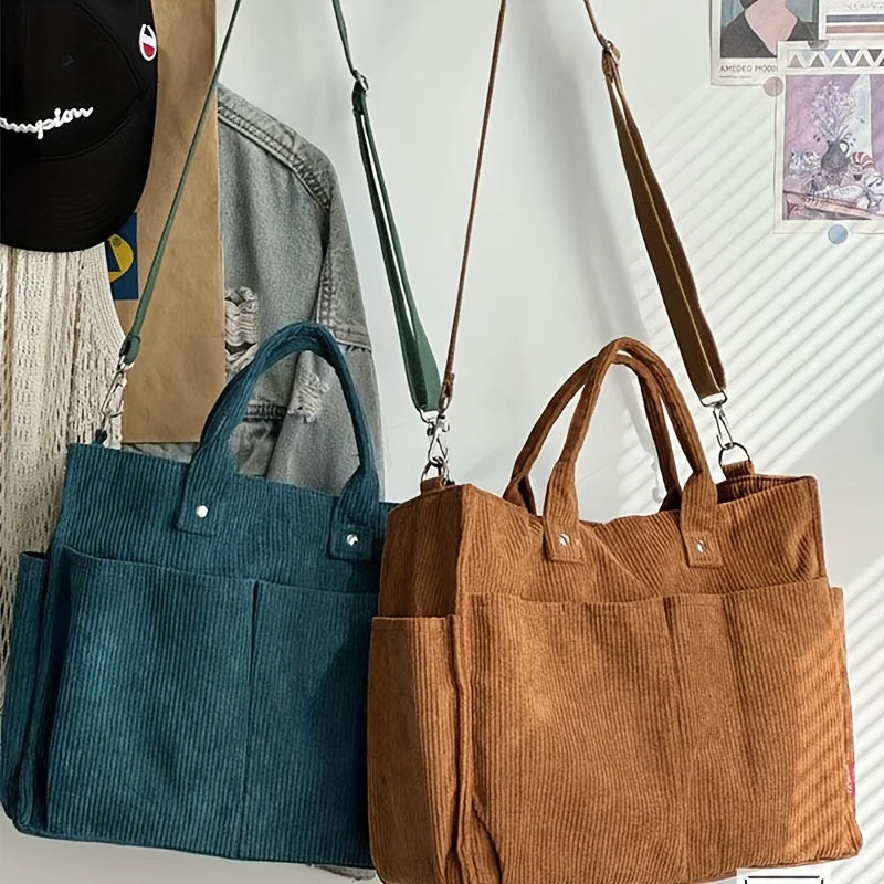 Women’s Corduroy Crossbody Tote Bag