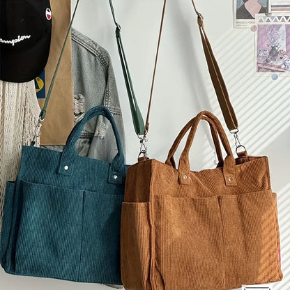 Women’s Corduroy Crossbody Tote Bag
