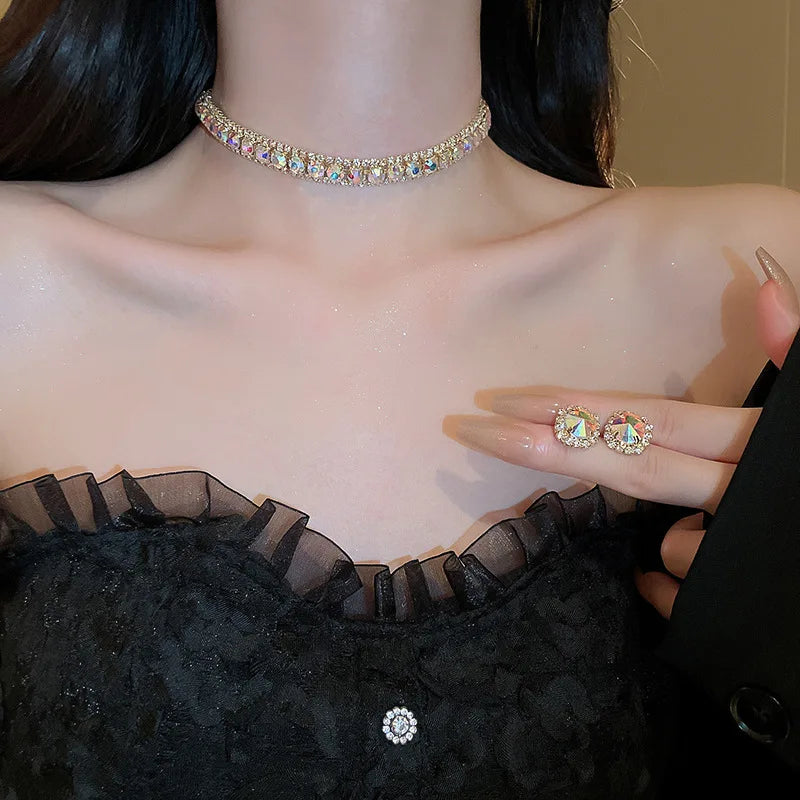 Colorful Crystal Necklace & Earring Set