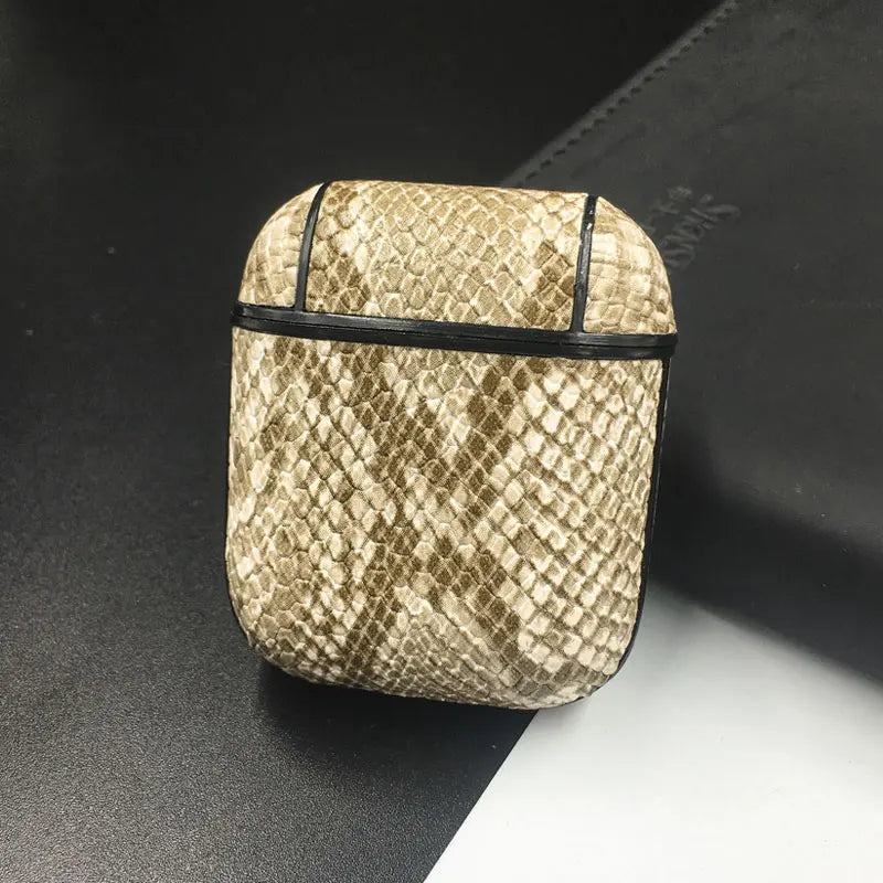 Mobile Phone Case – Luxury Snake Skin PU Leather Earphone Case For Apple
