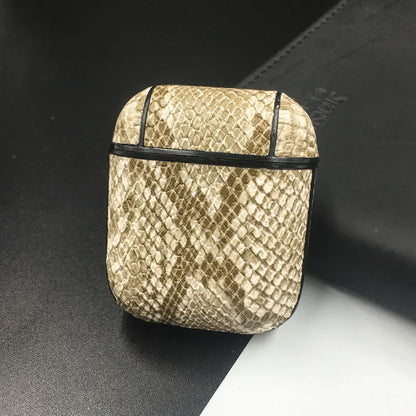 Mobile Phone Case – Luxury Snake Skin PU Leather Earphone Case For Apple