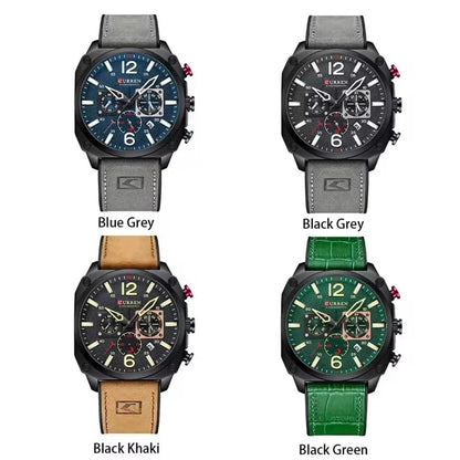 CURREN 8398 Men's Leather Quartz Chronograph Watch