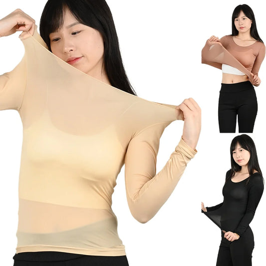 Ladies Slim Fit Thermal Long Sleeve Shirt