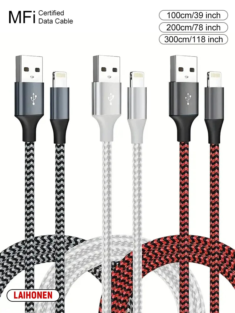 LAIHONEN USB-A to Lightning Braided Charging Cable