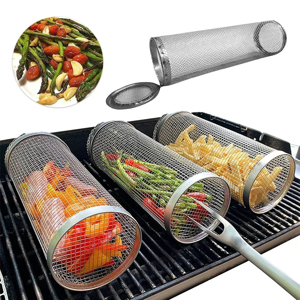 Stainless Steel Rolling BBQ Basket