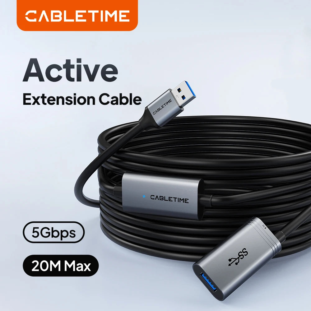CABLETIME USB 3.0 Active Extension Cable – Male to Female